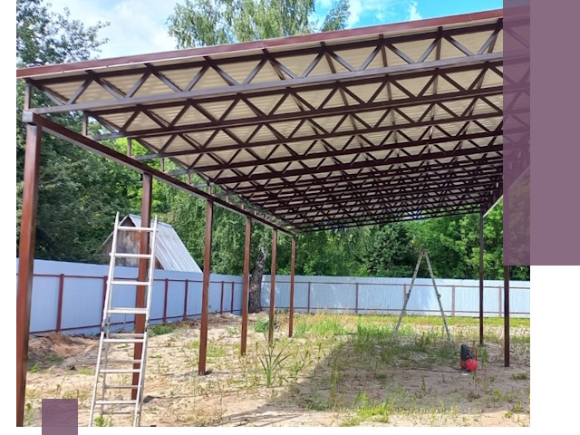 Односкатные навесы под ключ в Благовещенске — изготовление и монтаж