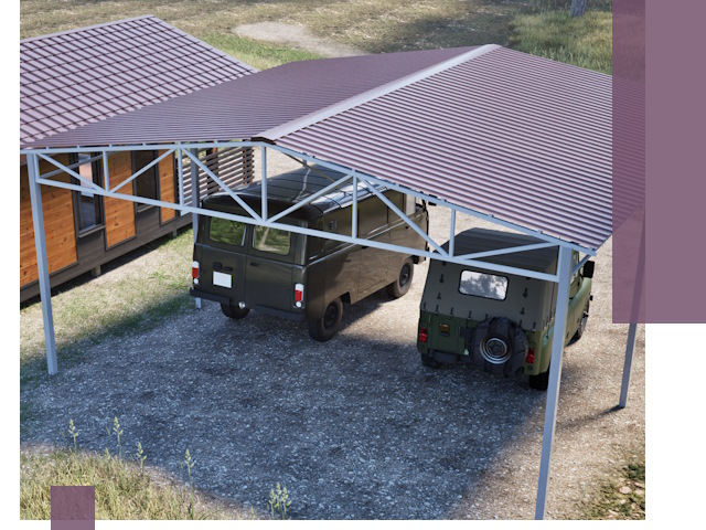 Двускатные навесы под ключ в Благовещенске — изготовление и монтаж